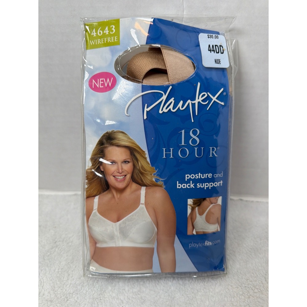 NEW Playtex Bra Womens 44DD Nude 18 Hour Posture Back Support Wirefree 4643